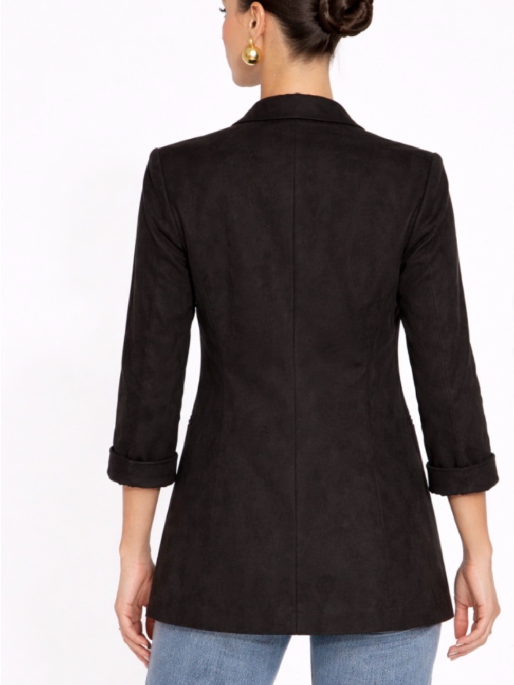 Classic Black Blazer - Sleek Open Front - Picture 3 of 6